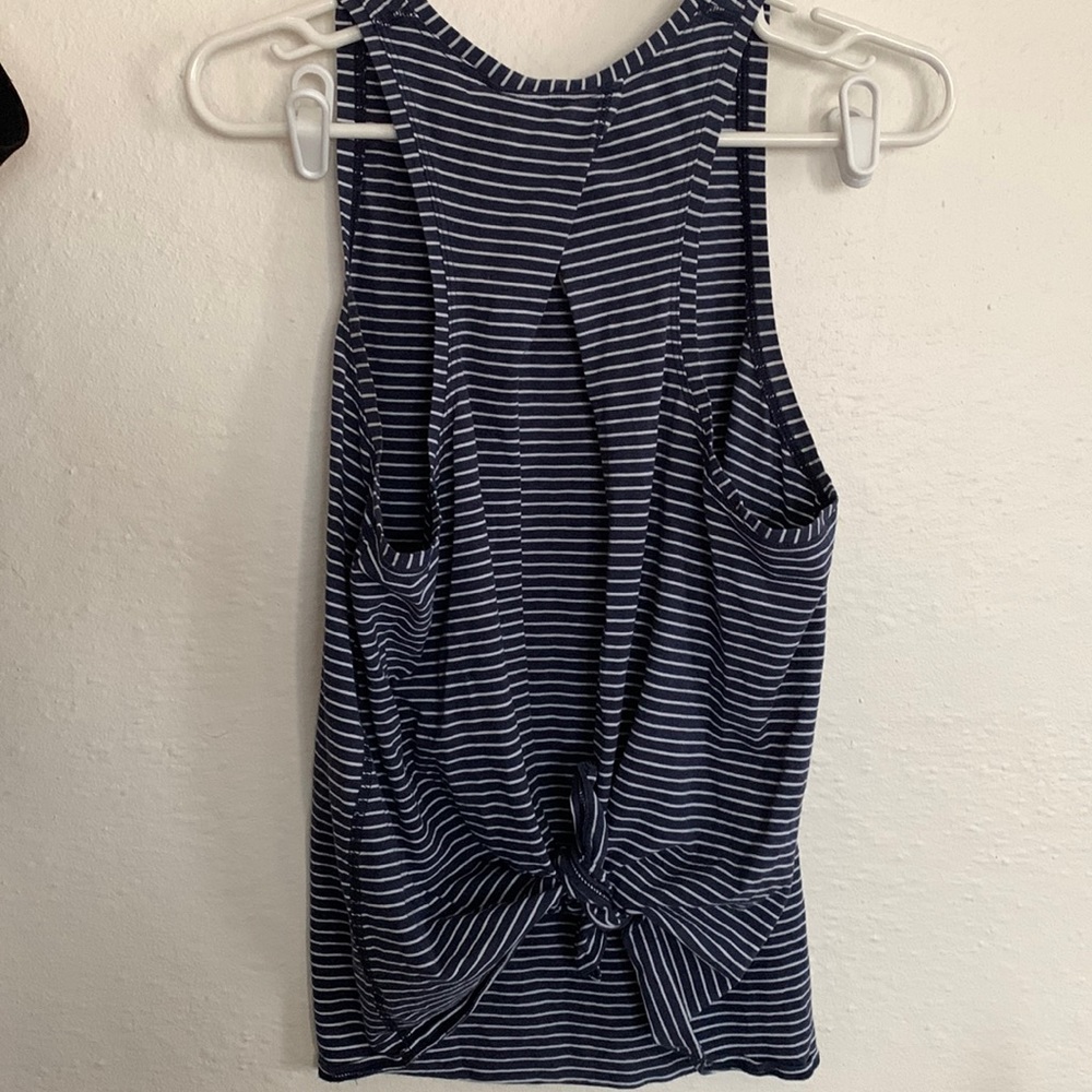 Lululemon navy/white striped tie back tank